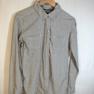 Vans Button Down Shirt Size L Long Sleeve Western Cowgirl Striped Black White